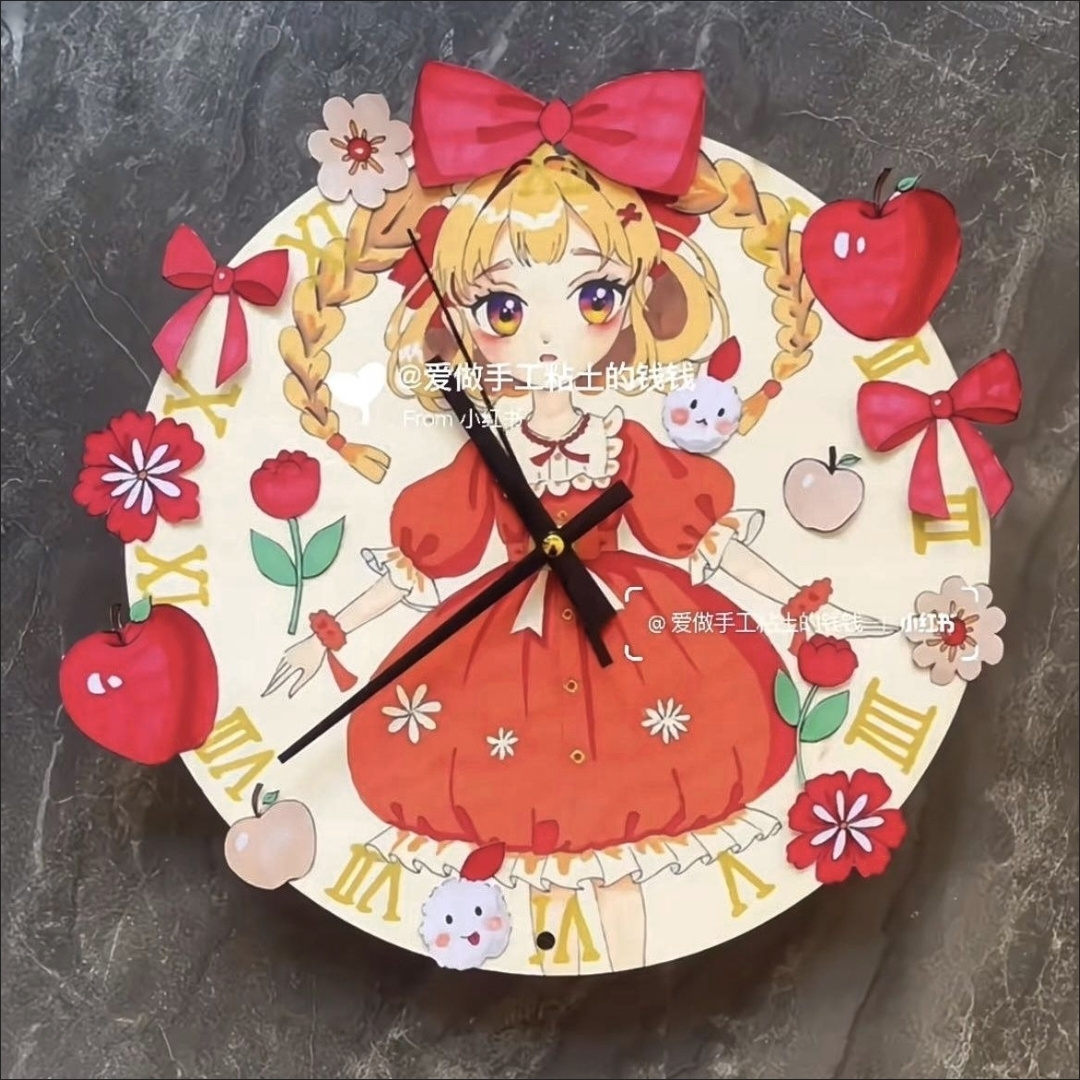 DIY纯白手绘时钟个性童创意手工