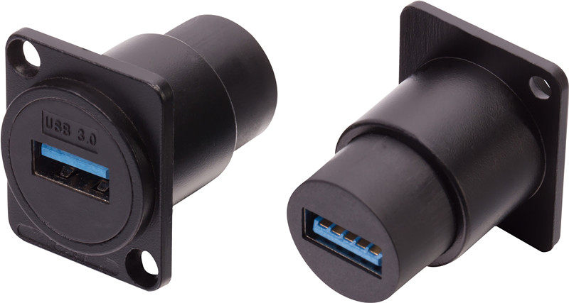 USB2.0 3.0连接器180度接线端子 穿墙式面板母座直通头