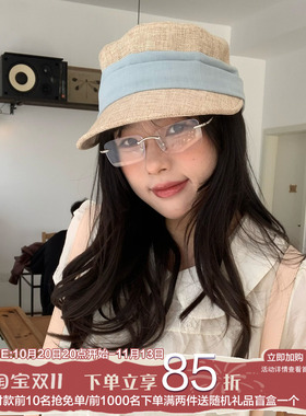 陈奶奶仿麻海盐报童帽防晒可调