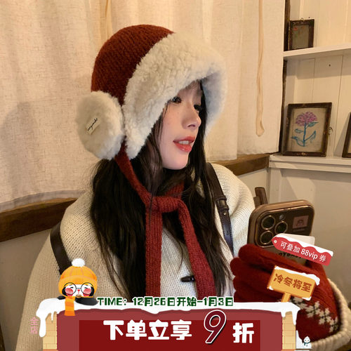 暖绒冬日~陈奶奶/毛绒卷边护耳帽