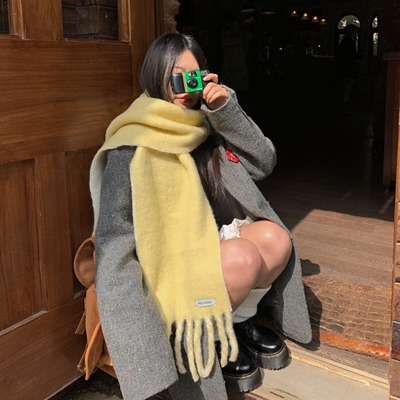 清新绒绒~陈奶奶/流苏纯色厚围巾