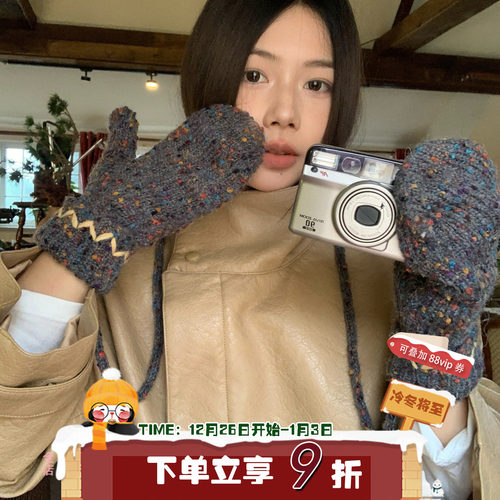 彩虹点点~陈奶奶/连指彩点厚手套