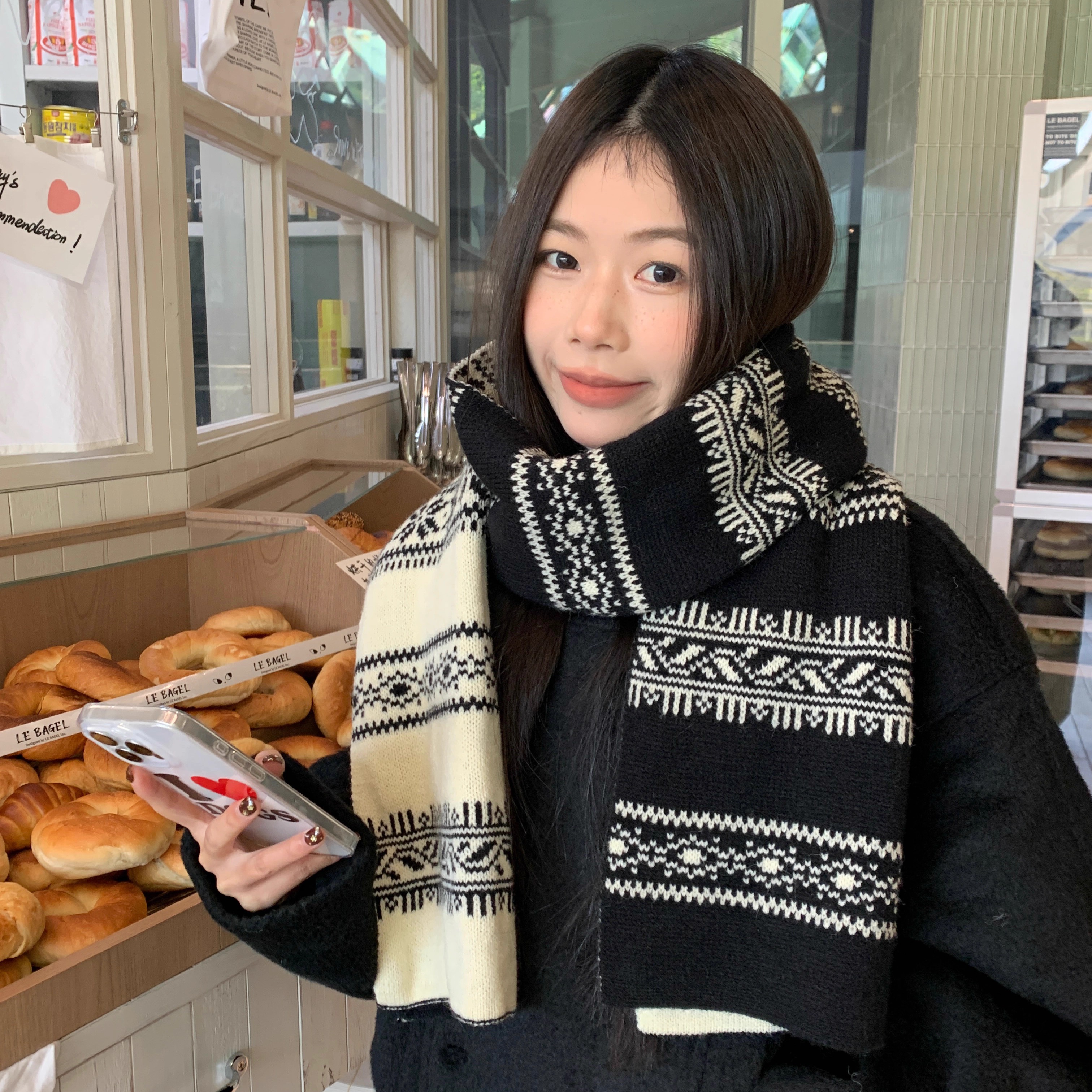 费尔岛小众雪花设计针织围脖