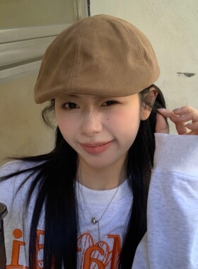 松弛感满分！高品质复古翻毛皮前进帽休闲百搭画家帽鸭舌帽子女