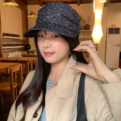 陈奶奶韩系碎花牛仔报童帽女夏