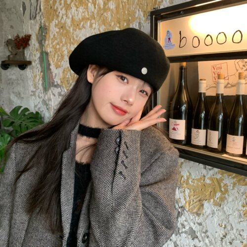 陈奶奶贝雷帽天花板气质女秋冬