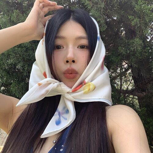 陈奶奶法式碎花方巾丝巾女夏