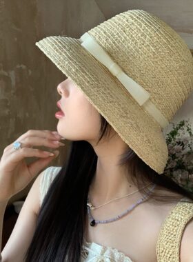 陈奶奶法式拉菲草帽子女