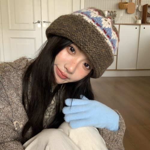 第七轮冬~陈奶奶费尔岛风针织渔夫帽时尚百搭显脸小秋冬盆帽子女