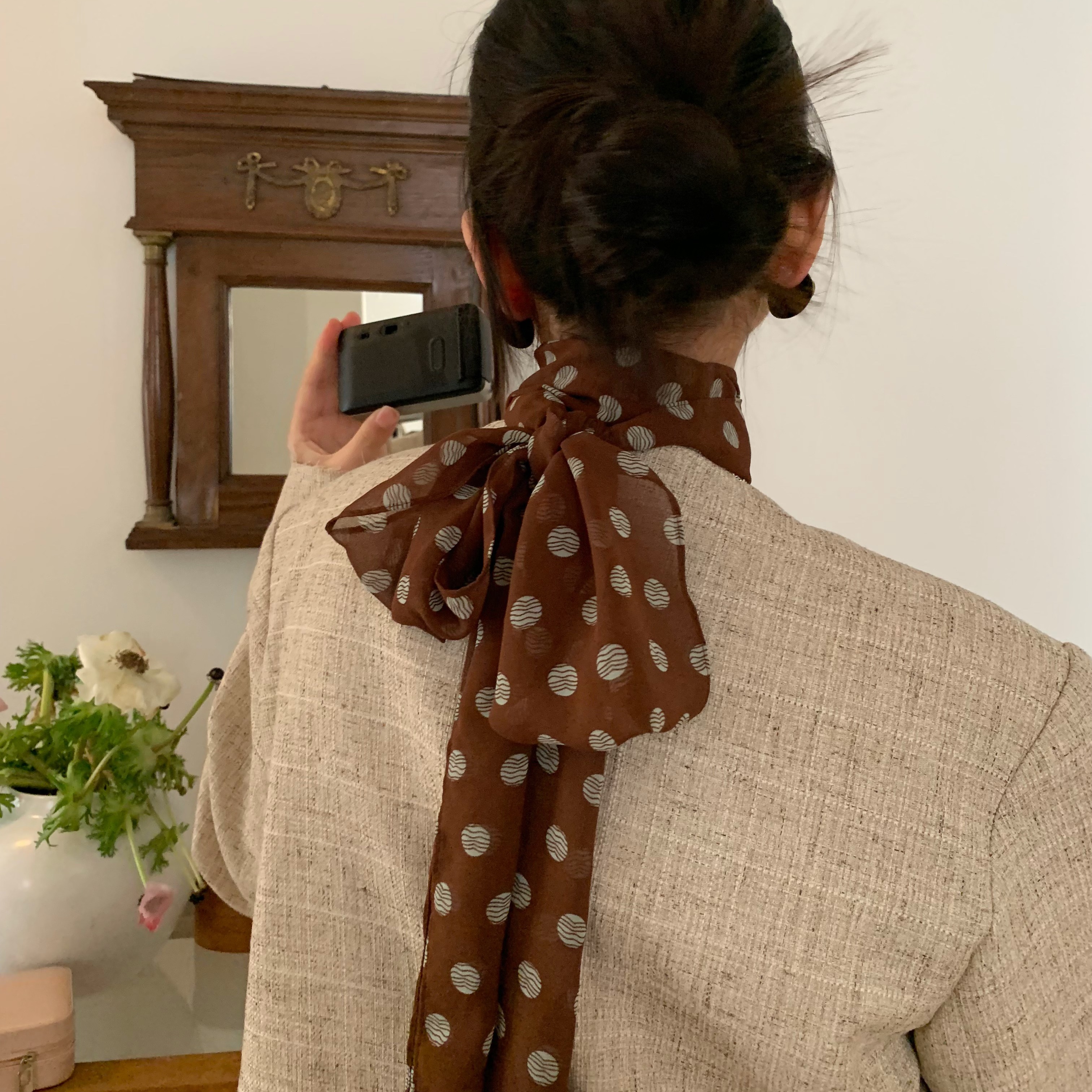 陈奶奶加长法式时髦波点丝巾