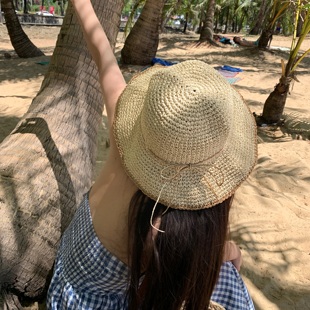 海邊夏日 百搭草編折疊漁夫帽太陽帽 沙灘遮陽草帽女度假出游韓版