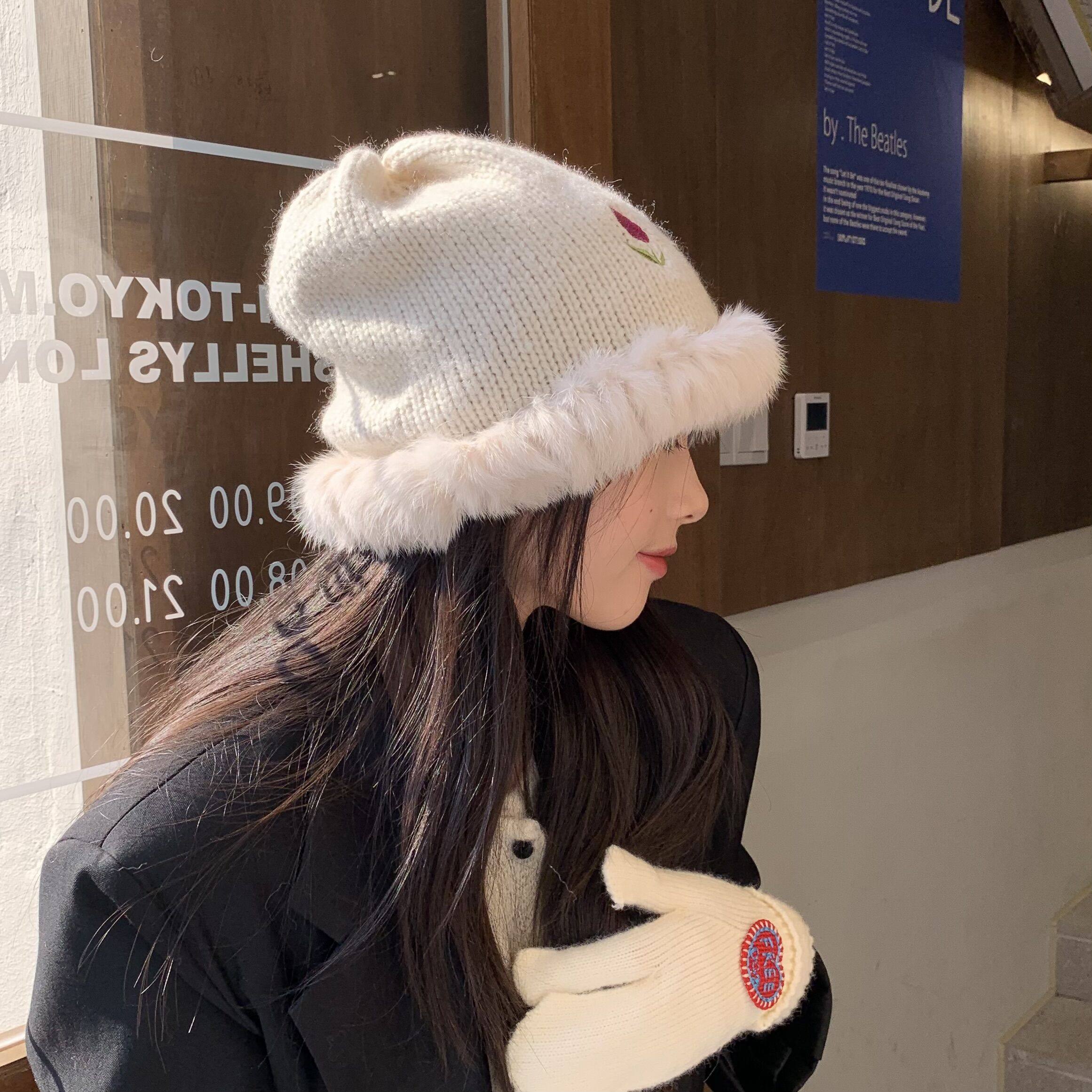 韩漫甜妹~陈奶奶兔毛钩针毛线渔夫帽女绣花保暖针织帽子秋冬包头,服饰配件/皮带/帽子/围巾,帽子,淘宝优惠券,粉丝福利购,淘宝优惠卷