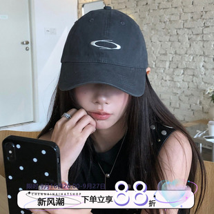 陈奶奶复古做旧棒球帽女经典环形刺绣软顶鸭舌帽美式街头风遮阳帽