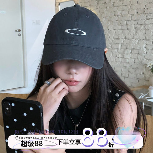 复古做旧美式街头刺绣棒球帽女