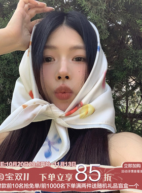 陈奶奶法式碎花方巾丝巾女夏