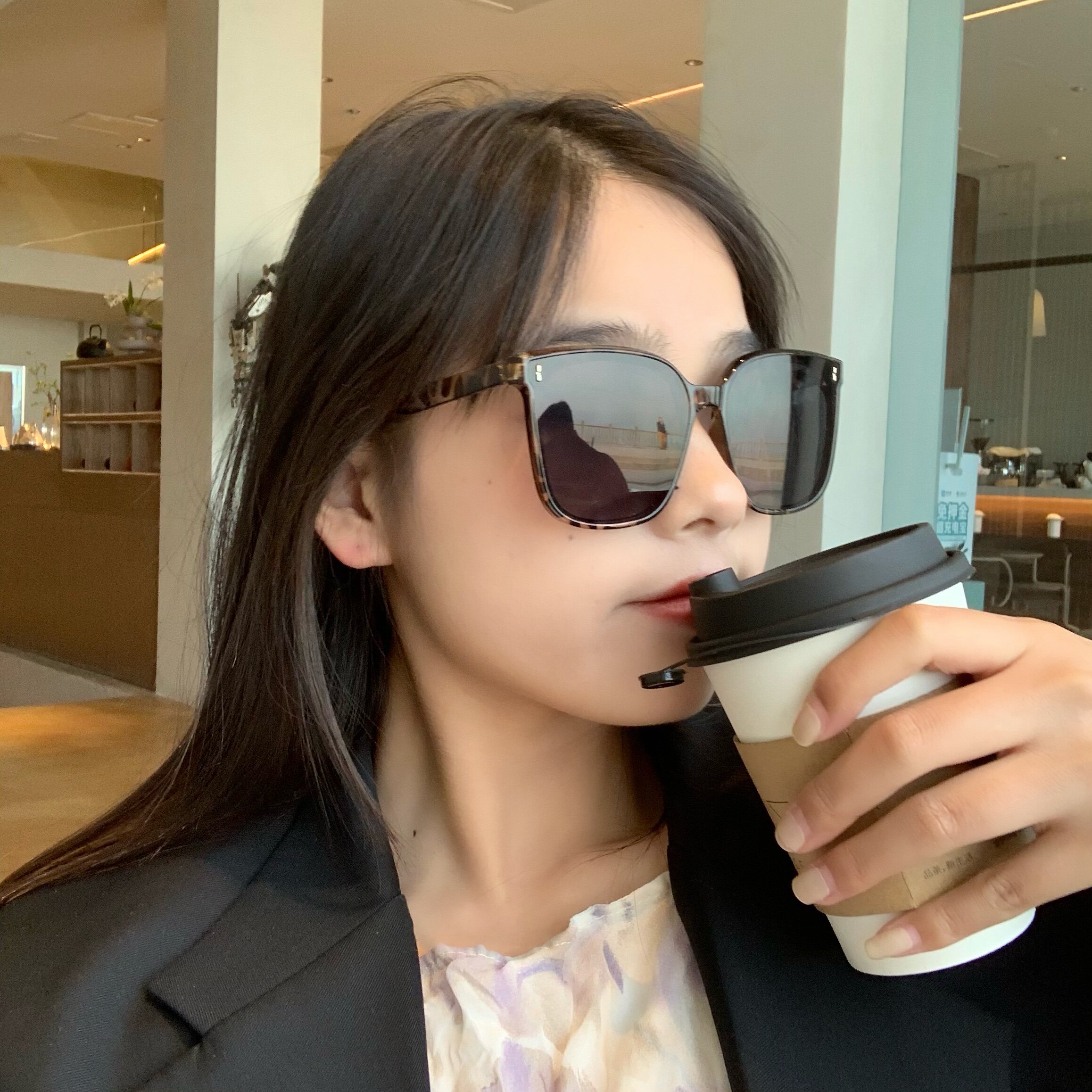 修饰脸型~大框显脸小韩版简约墨镜女偏光太阳眼镜男墨镜防紫外线