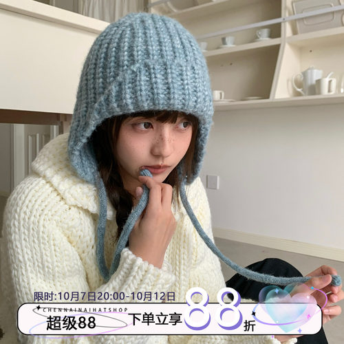 少女感满分！陈奶奶毛线护耳帽子