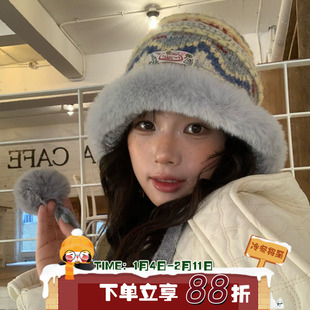 织纹暖冬~陈奶奶/费尔岛毛线帽女款秋冬保暖毛绒复古韩系百搭帽子