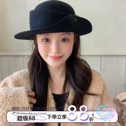 赫本风拉满！法式卷边优雅礼帽女