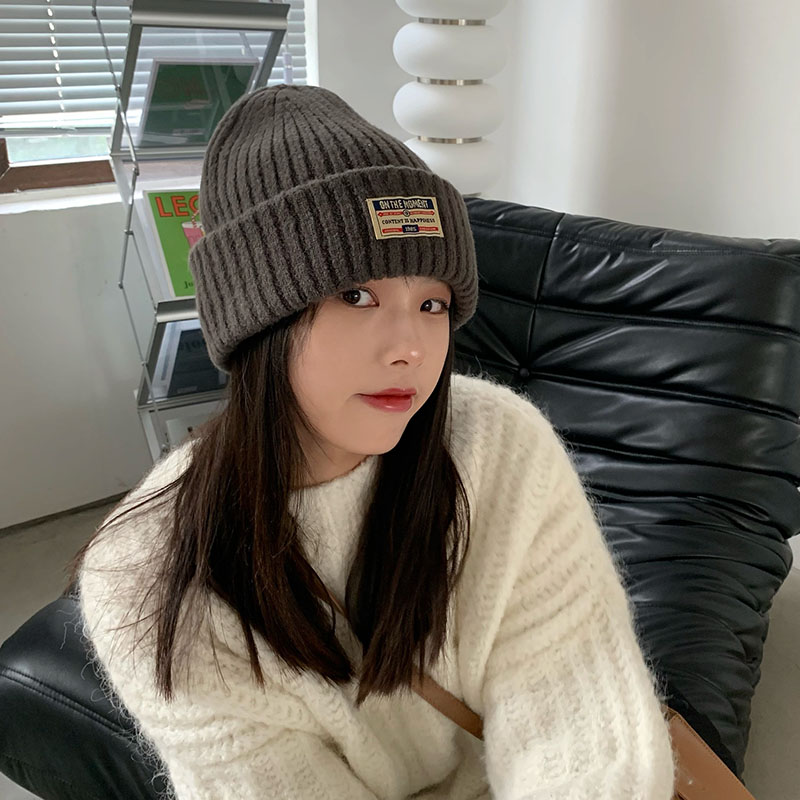 软糯心头爱~复古色的冲击软绵质感美式复古针织毛线帽子贴布冷帽