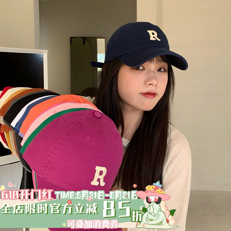 陈奶奶纯色字母刺绣棒球帽女弯檐韩版简约百搭休闲软顶鸭舌帽子男