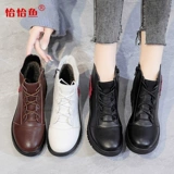 恰恰鱼 Обувь для матери, комфортные утепленные удерживающие тепло нескользящие короткие сапоги для кожаной обуви, туфли, для среднего возраста, из натуральной кожи