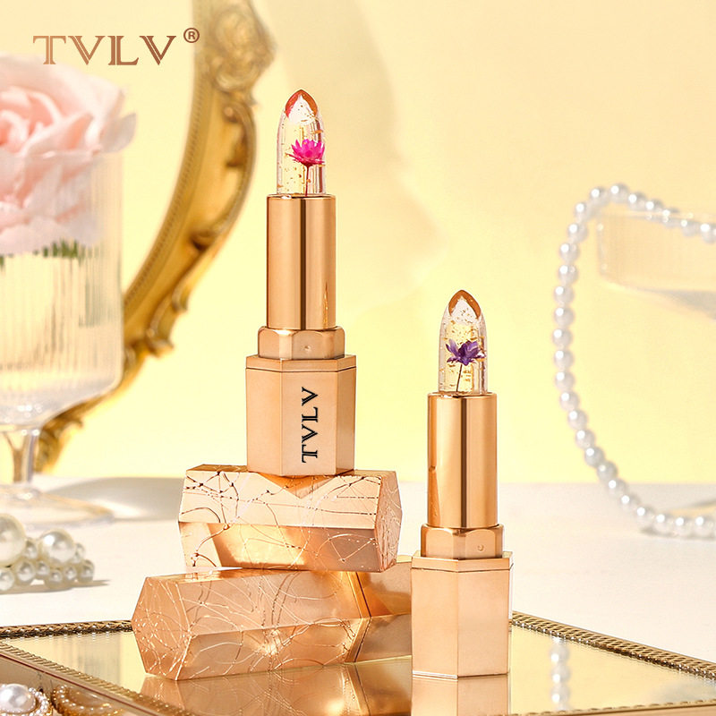 tvlv水晶金箔变色花瓣口红润唇唇膜温感变色滋润保湿素颜清新
