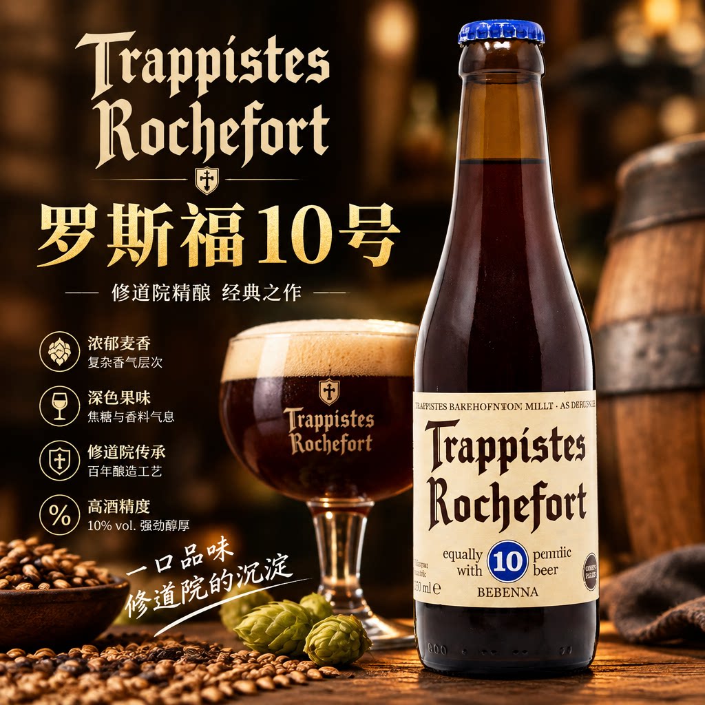 罗斯福修道院10号精酿黑啤330ml*24瓶装比利时进口6号8号组合啤酒