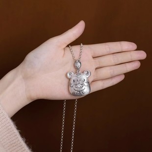 本命年生肖老鼠实心银吊坠招财鼠银项链坠福鼠挂件银鼠高档钥匙扣
