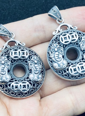 s925银貔貅吊坠复古衣饰金钱泰银