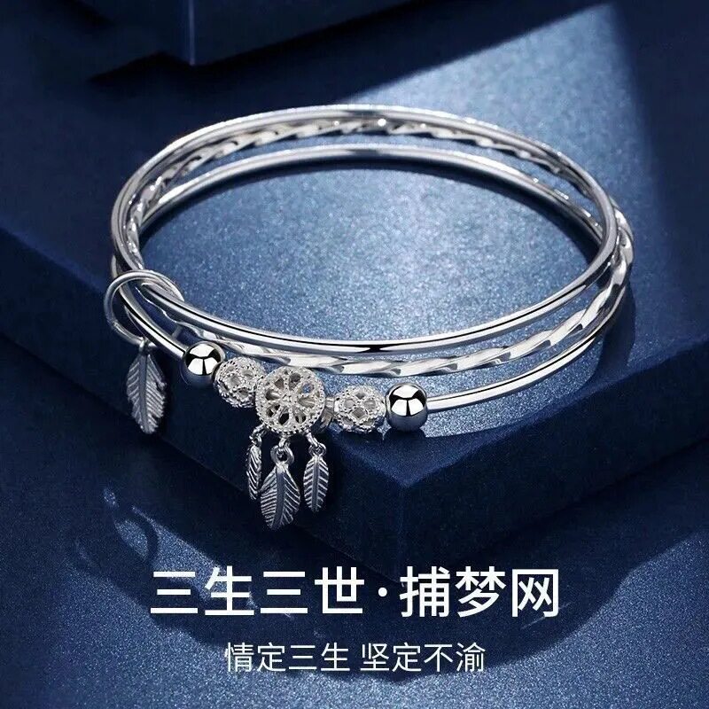 银手镯女纯银999手链ins潮网红三生三世年轻款足银生日礼物送女友