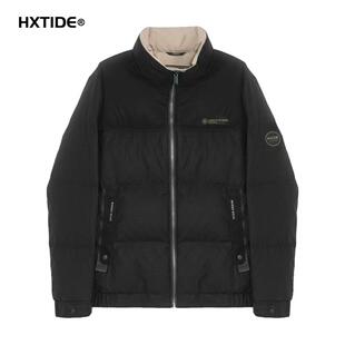 HX狐轩男装秋季新款立领棉衣冬装2023年韩版时尚百搭净色棉服外套