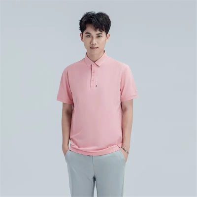 HX狐轩男装夏季新品翻领短袖t恤纯色时尚休闲胡轩上衣新款蚕桑丝