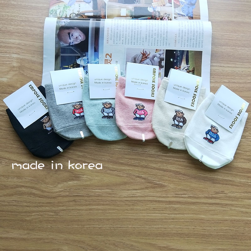 袜子女韩国进口可爱卡通小熊棉袜