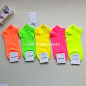 荧光绿袜子女短袜韩国东大门GLALALANE荧光色短袜子网红款 ins潮夏
