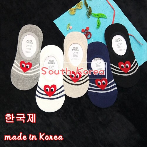 韩国条纹硅胶防滑爱心袜