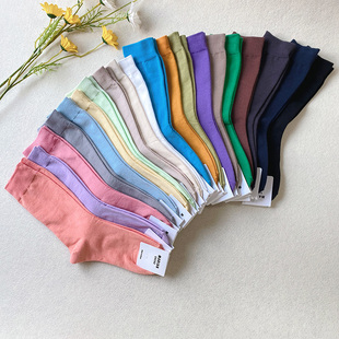 MARIAN糖果色中长筒袜女韩国东大门纯色净版棉袜黑色绿色网红潮袜