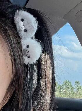 可爱毛绒小海豹发夹抓夹女超萌少女心发饰刘海侧边夹鸭嘴夹