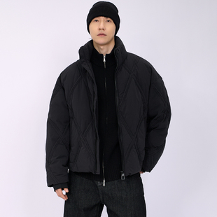 HAMB原创 2025冬季新品90白鸭高级感菱形格立领羽绒服外套男休闲