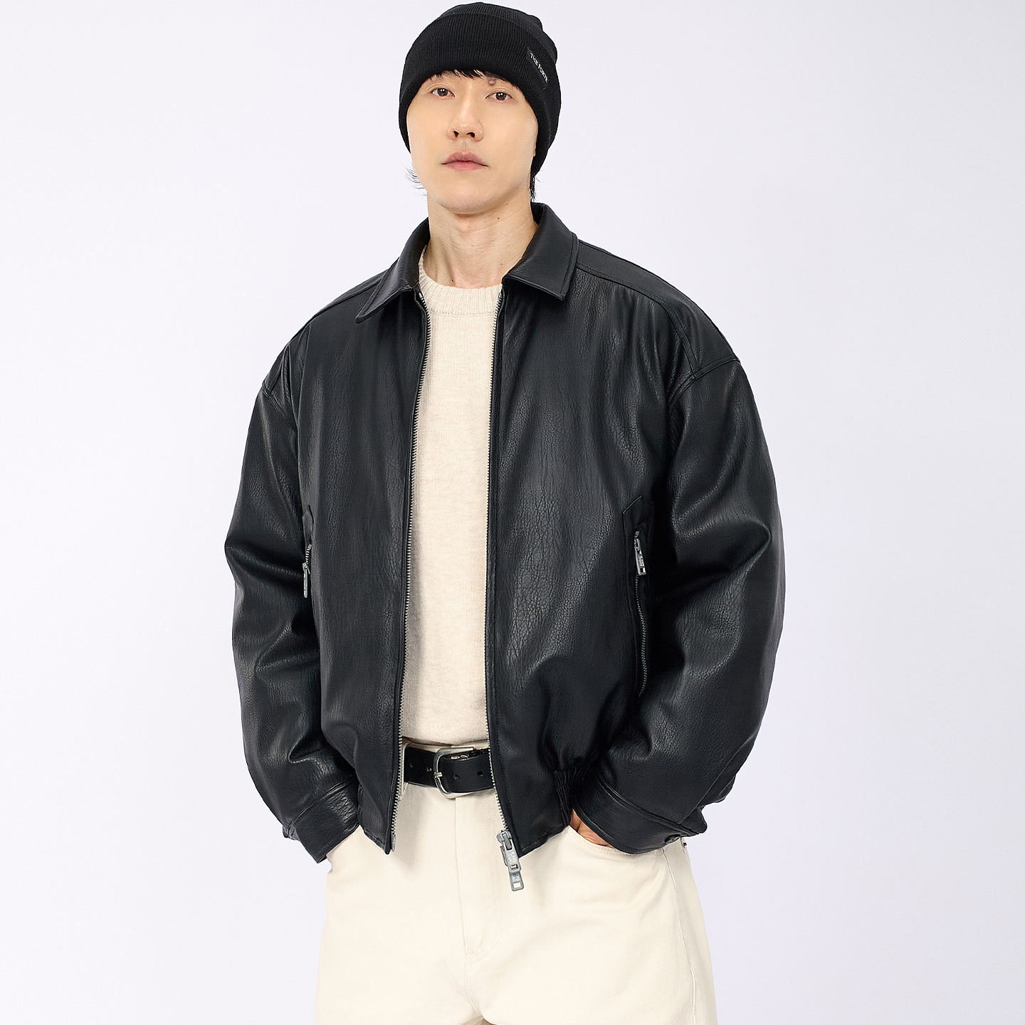 HAMB原创高级感羽绒服皮衣夹克男