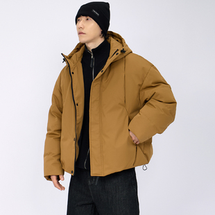 HAMB原创2025冬季新款90白鸭绒高级感连帽羽绒服男短款保暖厚大码