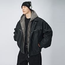 HAMB原创2025冬新款羽绒服夹克皮衣男两件套高级感cleanfit外套