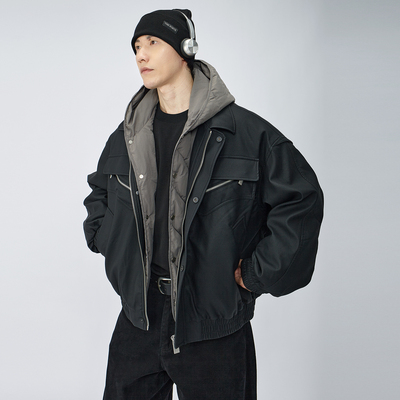 HAMB原创高级感皮衣羽绒夹克男