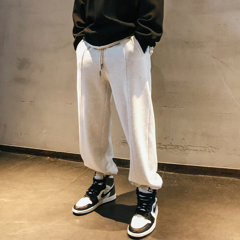 HAMB 2025春季新品美式复古加绒束脚卫裤男宽松运动休闲百搭学生