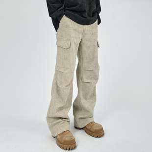 HAMB原创2025秋季美式皱褶伞兵工装裤男潮牌大理石纹复古cleanfit