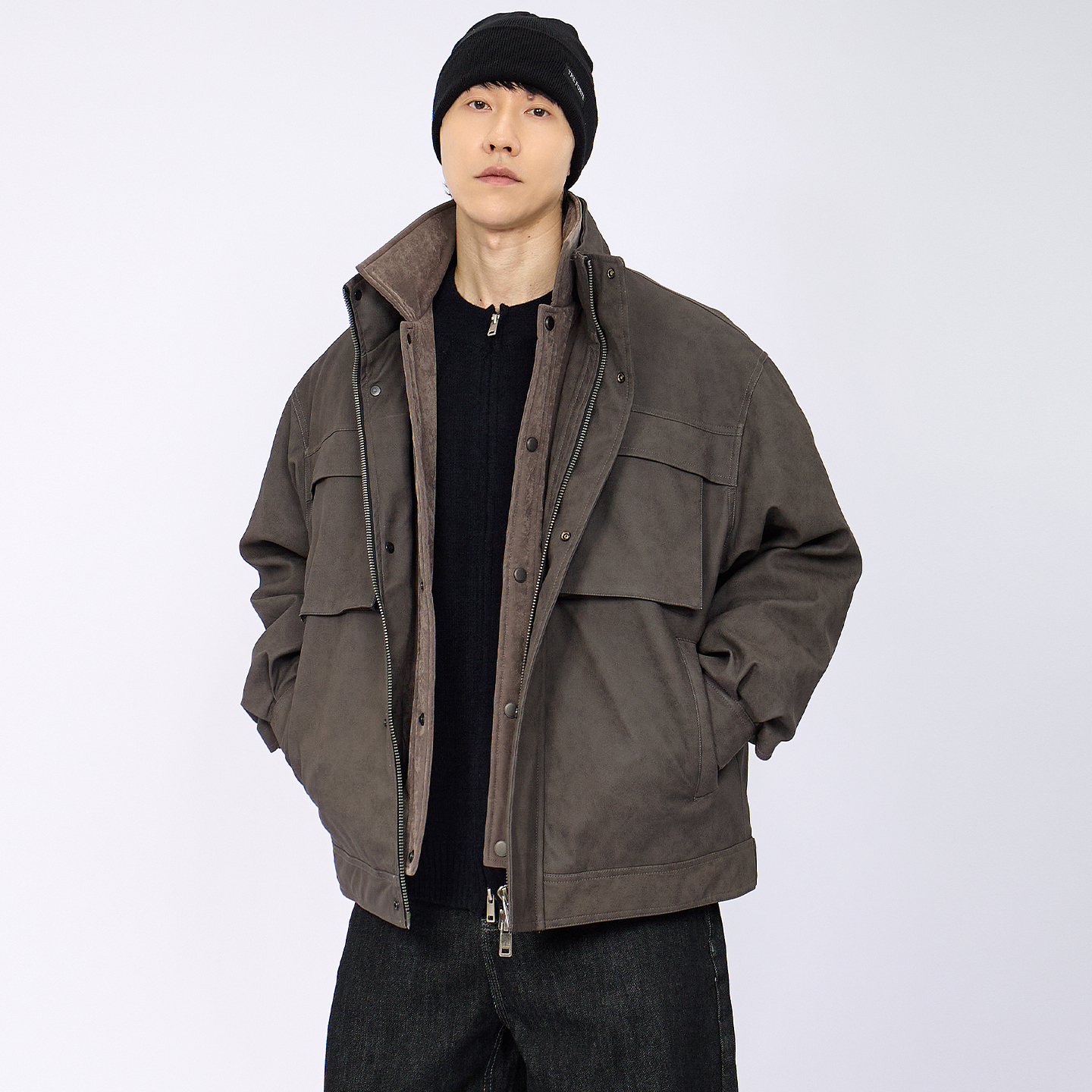 HAMB原创羽绒服皮衣夹克男外套