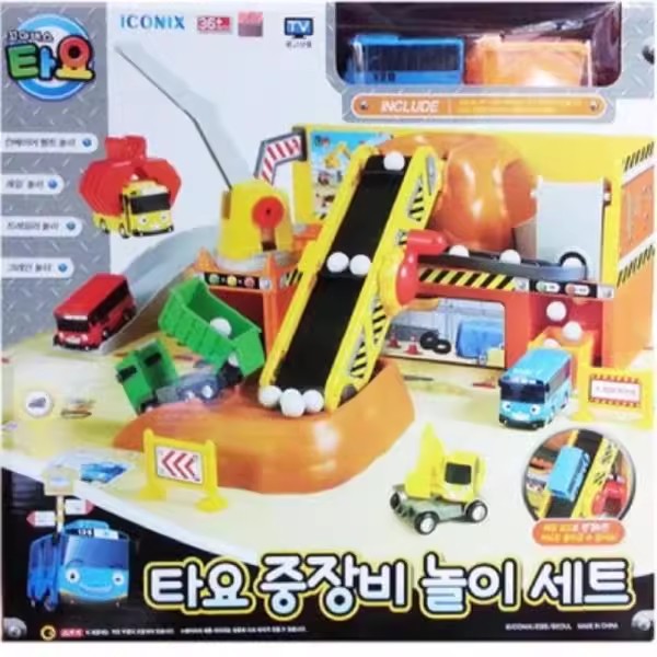韩国TAYO太友汽车消防队停车楼玩具轨道套装建筑工地儿童男孩宝宝