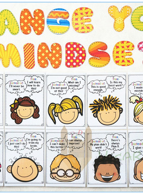 GrowthMindsetPosters英文成长思维心态谚语教室海报墙贴装饰学生