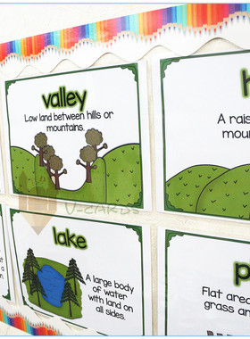 landform地形地貌自然natural单词大闪卡片早教启蒙英语幼儿教具