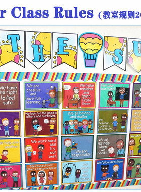 classroom rules教室守则英文导图海报早教闪卡主题教具教室墙贴